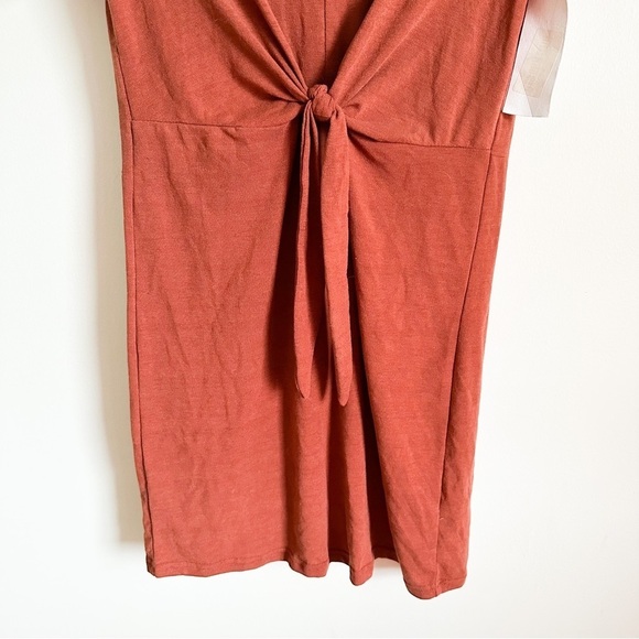 NWT She + Sky FRONT TIE T-SHIRT DRESS RUST sz Small - Picture 5 of 9